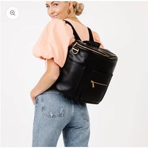 Fawn Design Bags Original Diaper Bag - All Black Leather Backpack
